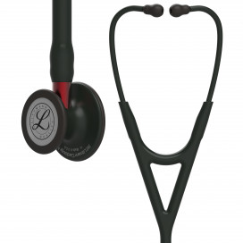 Littmann Cardiology IV Stethoscope 6200, Black-Finish Chestpiece, Black Tube, Red Stem and Black Headset
